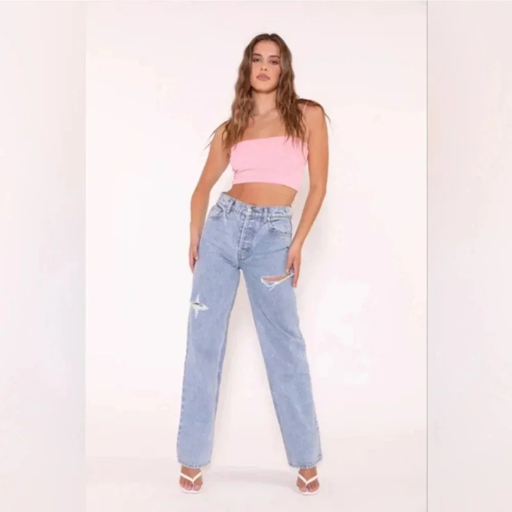 Revice Wide Leg 101/ Sunset Blvd Light Wash Distressed Jeans‎ Size 32